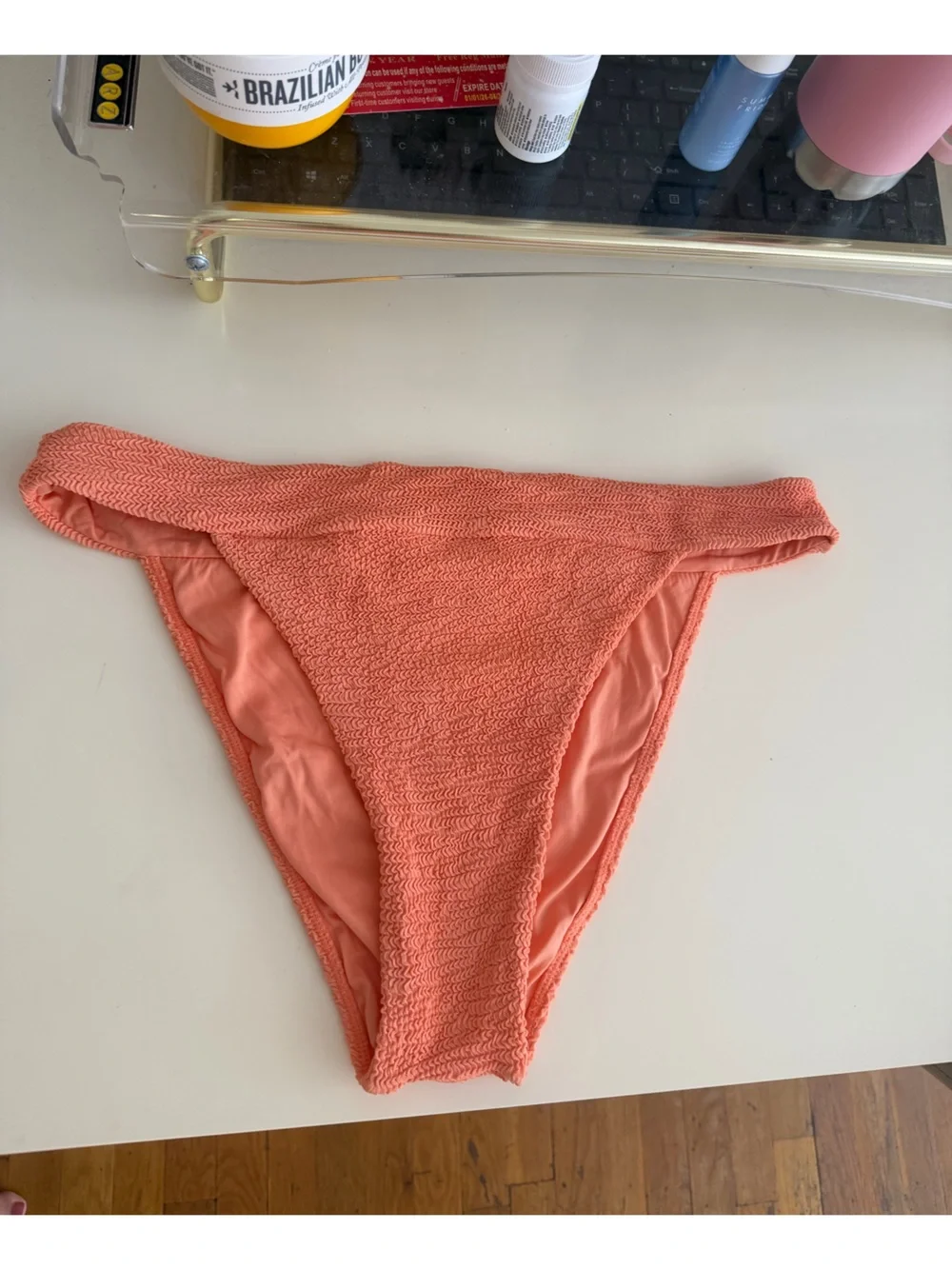 Monday Swimwear Coral Textured Bikini Bottom